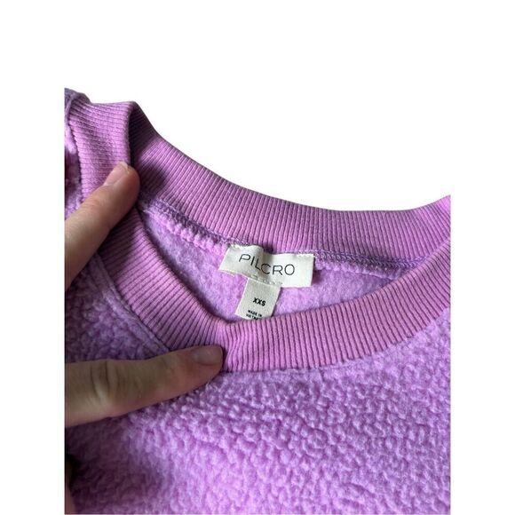 Anthropologie Pilcro Slouchy Crew Neck Sweatshirt size XXS Pink Sherpa Style - Picture 5 of 10
